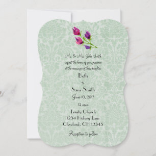 Mint Green Damask Custom 5 "x 7" Uitnodigingen