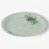 Mint Green Damask Custom Paper Borden 9" Papieren Bordje (Gekanteld)