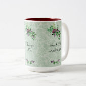 Mint Green Damask Dank u 15 oz Twee-Tone Mok (Voorkant rechts)