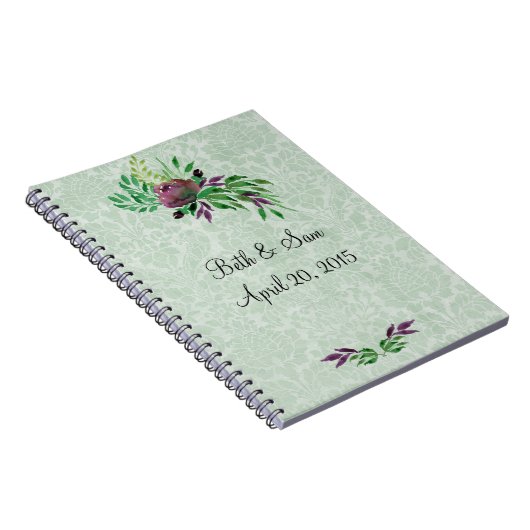 Mint Green Damask Foto Notitieboek (80 pagina's B& (Rechterzijde)