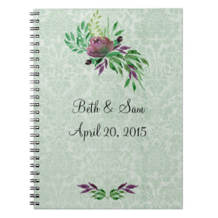 Mint Green Damask Foto Notitieboek (80 pagina's B&
