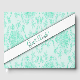 Mint Green Damask Guest Book Gastenboek