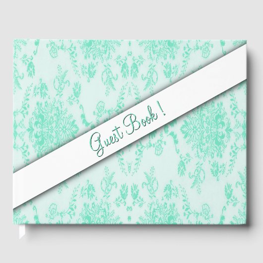 Mint Green Damask Guest Book Gastenboek (Voorkant)