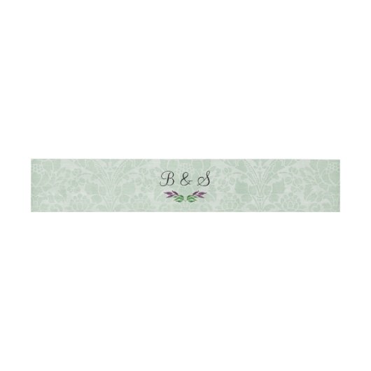 Mint Green Damask Invitation Belly Band Uitnodigingen Wikkel (Vlak)