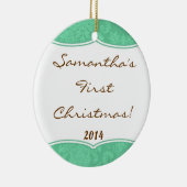 Mint Green Damask Lace Personal Name Ornament (Rechts)