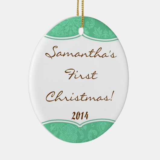 Mint Green Damask Lace Personal Name Ornament (Rechts)