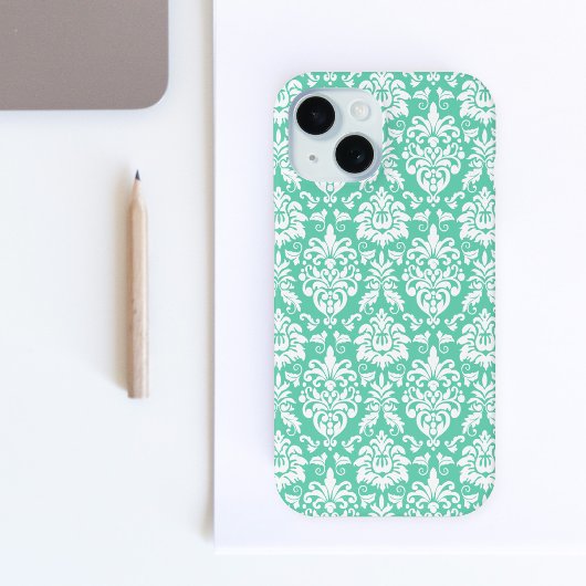 Mint Green Damask Patroon Case-Mate iPhone Case