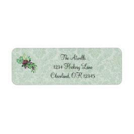 Mint Green Damask Retouradres Labels