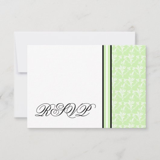 Mint Green Damask RSVP-reactiekaart RSVP Kaartje (Voorkant)
