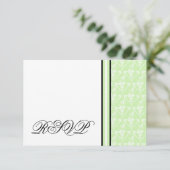 Mint Green Damask RSVP-reactiekaart RSVP Kaartje (Staand voorkant)