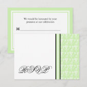 Mint Green Damask RSVP-reactiekaart RSVP Kaartje (Voorkant / Achterkant)