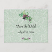 Mint Green Damask Save the Date Briefkaart (Voorkant)