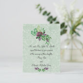 Mint Green Damask Wedding Invitation 4,25 inch x 5 Kaart (Staand voorkant)