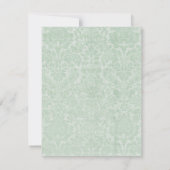 Mint Green Damask Wedding Invitation 4,25 inch x 5 Kaart (Achterkant)