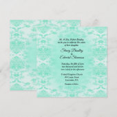 Mint Green Damask Wedding Invitation Kaart (Voorkant / Achterkant)