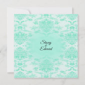 Mint Green Damask Wedding Invitation Kaart (Achterkant)