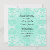 Mint Green Damask Wedding Invitation Kaart (Voorkant)