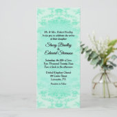 Mint Green Damask Wedding Invitation Kaart (Staand voorkant)
