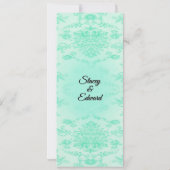 Mint Green Damask Wedding Invitation Kaart (Achterkant)