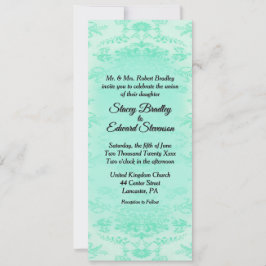 Mint Green Damask Wedding Invitation Kaart
