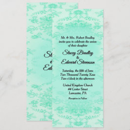 Mint Green Damask Wedding Invitation Kaart