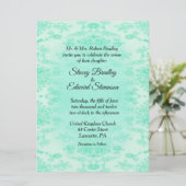 Mint Green Damask Wedding Invitation Kaart (Staand voorkant)