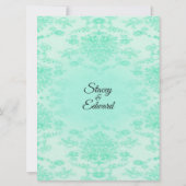 Mint Green Damask Wedding Invitation Kaart (Achterkant)