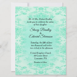 Mint Green Damask Wedding Invitation Kaart