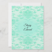 Mint Green Damask Wedding Invitation Kaart (Achterkant)