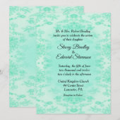 Mint Green Damask Wedding Invitation Kaart (Voorkant / Achterkant)