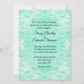 Mint Green Damask Wedding Invitation Kaart (Voorkant)