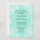Mint Green Damask Wedding Invitation Kaart (Voorkant)