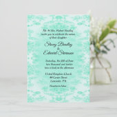 Mint Green Damask Wedding Invitation Kaart (Staand voorkant)