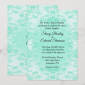 Mint Green Damask Wedding Invitation Kaart (Voorkant / Achterkant)