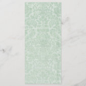 Mint Green Damask Wedding Menu Rack Kaart 4 "x 9" (Achterkant)
