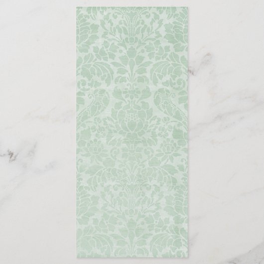 Mint Green Damask Wedding Menu Rack Kaart 4 "x 9" (Achterkant)