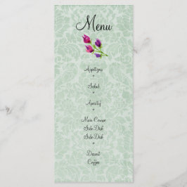 Mint Green Damask Wedding Menu Rack Kaart 4 "x 9"