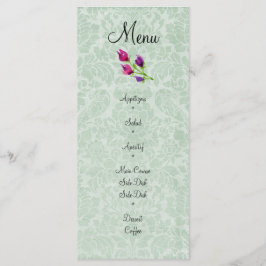 Mint Green Damask Wedding Menu Rack Kaart 4 "x 9"