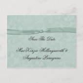 Mint Green Damask with Mint Ribbon De datum opslaa Aankondigingskaart (Voorkant)
