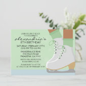 Mint Green Dark Skin Schaats Laces Ice Skating Par Kaart (Staand voorkant)