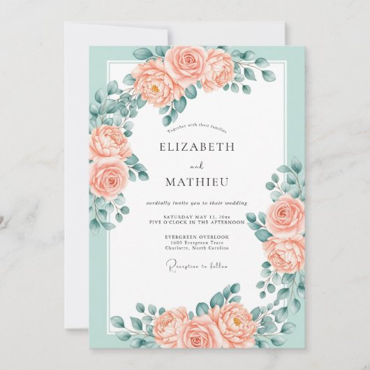 Mint Green Dazzling Spring Wedding Kaart (Voorkant)