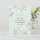 Mint Green Delicate Botanical Wedding Kaart (Staand voorkant)