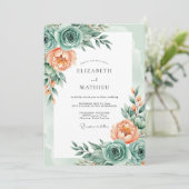 Mint Green Delicate Spring Wedding Kaart (Staand voorkant)