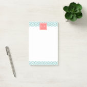 Mint Green Diamonds Pattern en Monogram Post-it® Notes (Kantoor)