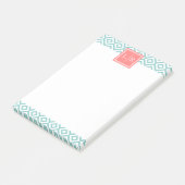 Mint Green Diamonds Pattern en Monogram Post-it® Notes (Schuin)