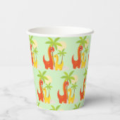 Mint Green Dinosaur Paper Cup voor kinderfeestjes Papieren Bekers (Achterkant)