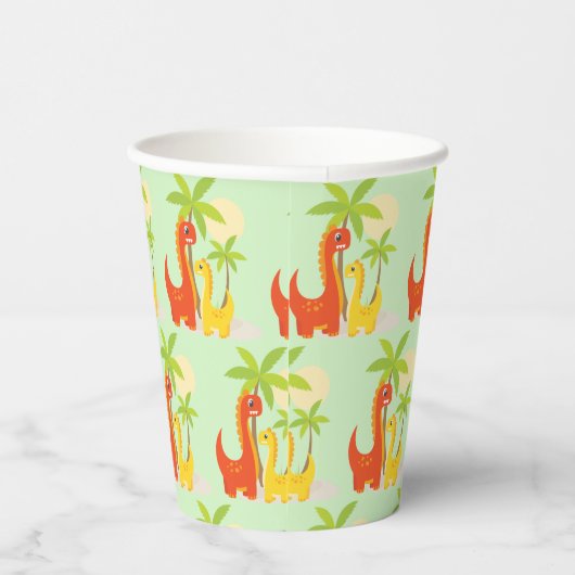 Mint Green Dinosaur Paper Cup voor kinderfeestjes Papieren Bekers (Rechts)