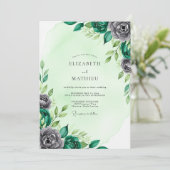 Mint Green Distinguished Botanical Wedding Kaart (Staand voorkant)