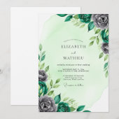 Mint Green Distinguished Botanical Wedding Kaart (Voorkant / Achterkant)