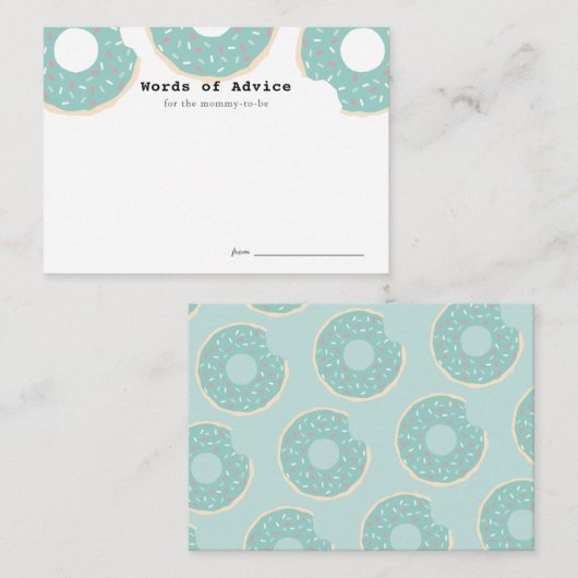 Mint Green Donut Baby shower Advies Kaarten (Voorkant / Achterkant)